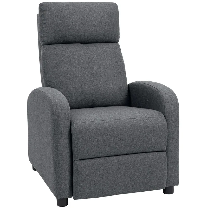 Poltrona Relax Imbottita 69x87x100,5 cm Reclinabile a 135° con Poggiapiedi in Tessuto Grigio