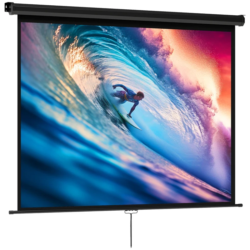 Telo per Proiettore 84" Formato 4:3 Angolo di 160° e Montaggio a Soffitto o Parete Nero