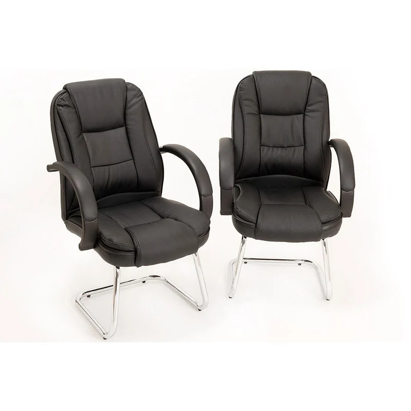 Coppia di Sedie Poltroncine Visitatore in Similpelle da Ufficio Bozzini Smoke Nero