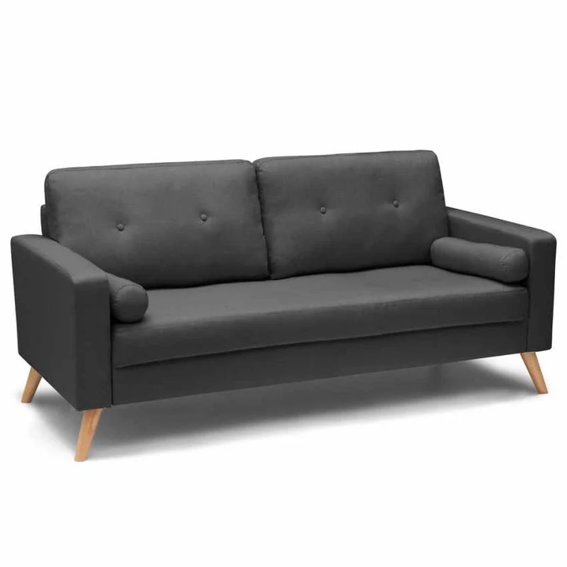 Divano 3 Posti 181x79x84 cm in Tessuto Grigio Scuro