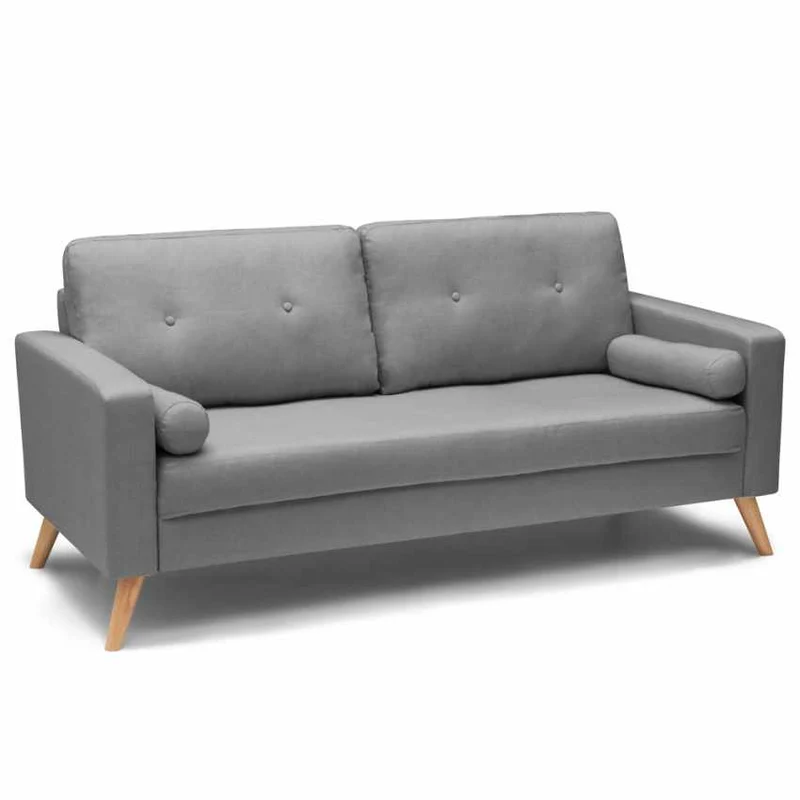 Divano 3 Posti 181x79x84 cm in Tessuto Grigio
