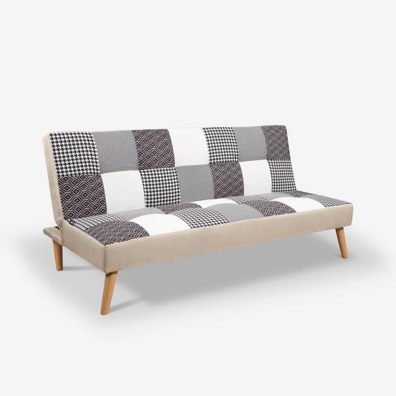 Divano Letto Clic Clac 80x176x92 cm in Tessuto Patchwork Patchwork 2