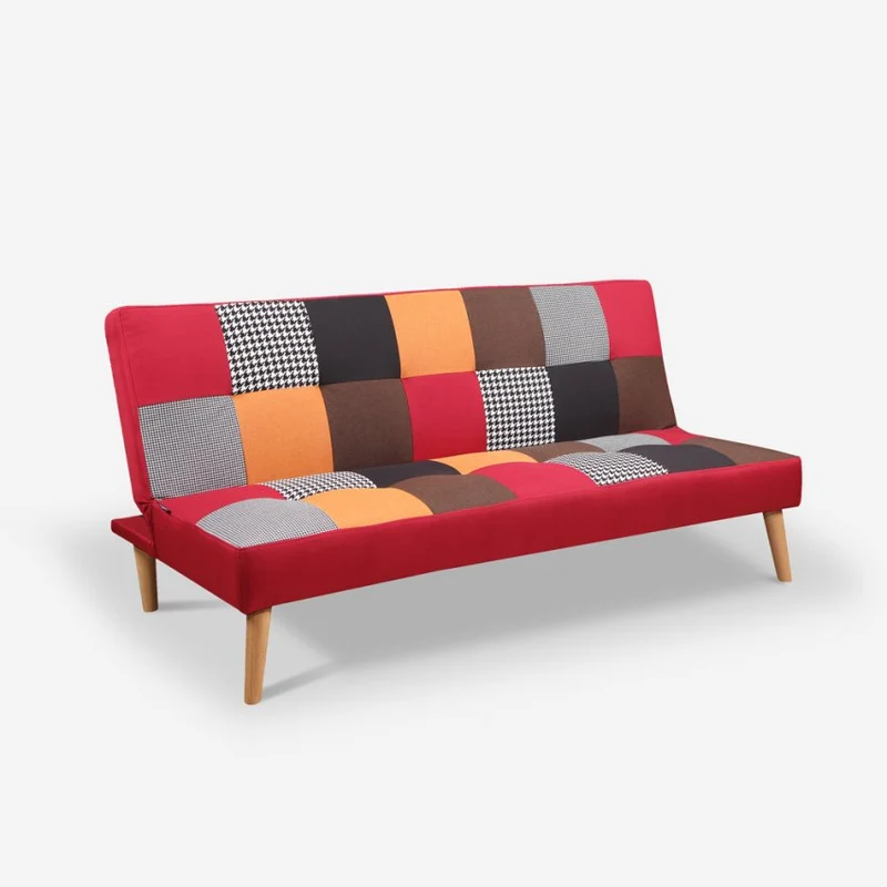 Divano Letto Clic Clac 80x176x92 cm in Tessuto Patchwork Patchwork 3