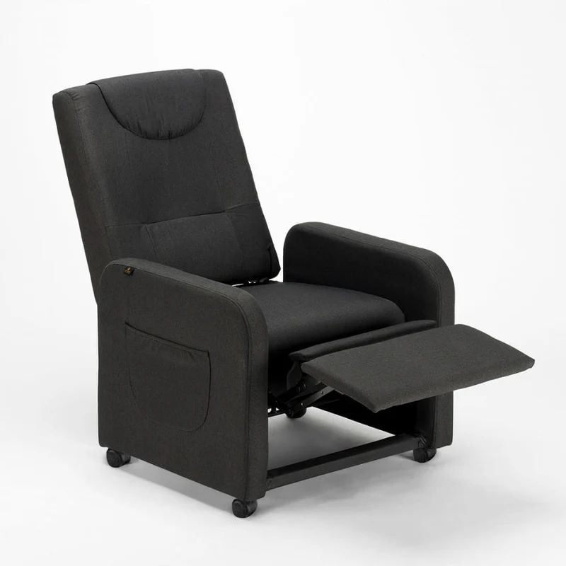 Poltrona Relax Reclinabile Manuale 62x71x100 cm in Tessuto Nero