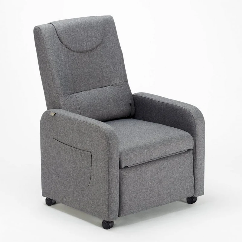 Poltrona Relax Reclinabile Manuale 62x71x100 cm in Tessuto Grigio Scuro