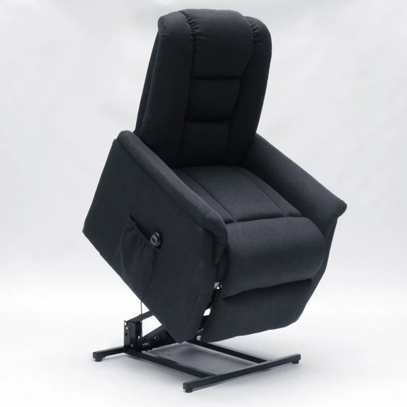 Poltrona Alzapersona Elettrica 1 Motore 80x86x107 cm in Tessuto Nero