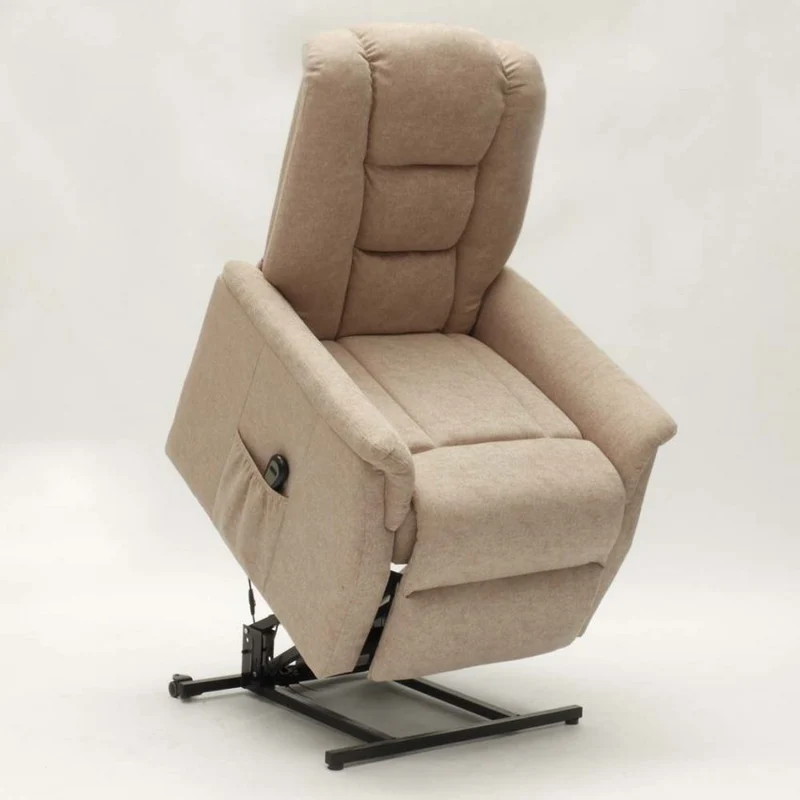 Poltrona Alzapersona Elettrica 2 Motori 80x86x107 cm in Tessuto Beige
