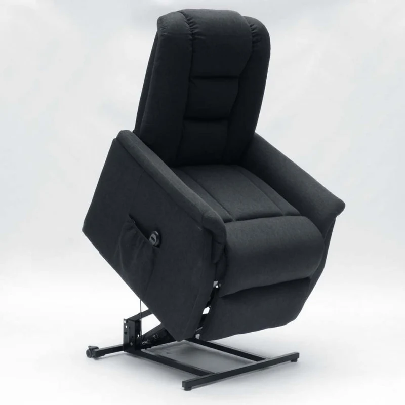 Poltrona Alzapersona Elettrica 2 Motori 80x86x107 cm in Tessuto Nero
