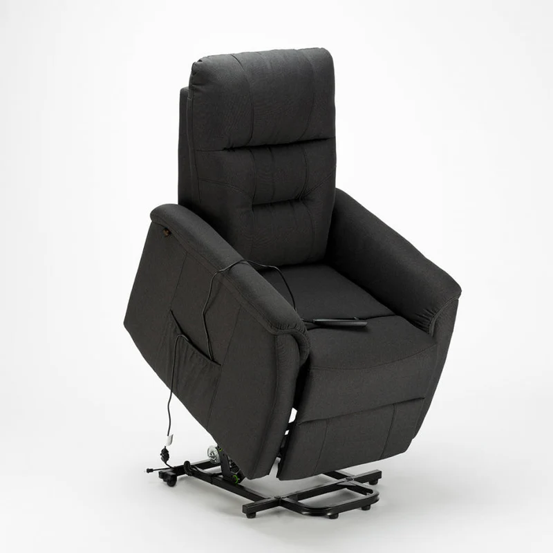 Poltrona Alzapersona Elettrica 1 Motore 77x79x115 cmin Tessuto Nero