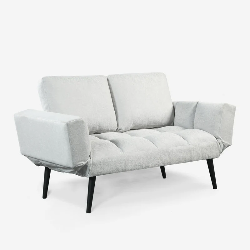 Divano 2 Posti 186x78x87 cm in Tessuto Grigio chiaro