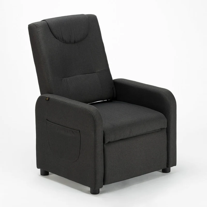 Poltrona Relax Reclinabile Manuale 62x71x100 cm in Tessuto Nero