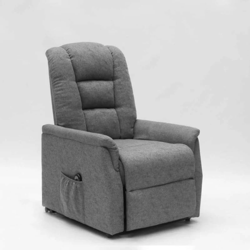 Poltrona Alzapersona Elettrica 1 Motore 80x86x107 cm in Tessuto Grigio