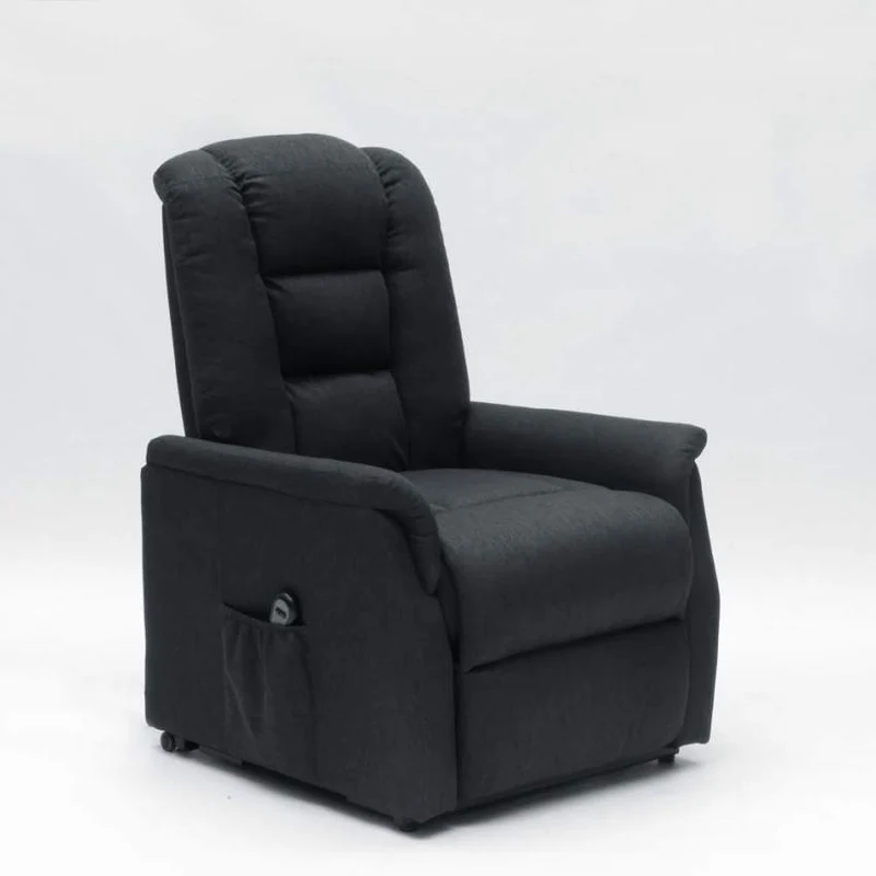 Poltrona Alzapersona Elettrica 1 Motore 80x86x107 cm in Tessuto Nero