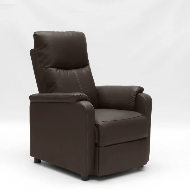 Poltrona Relax Reclinabile Manuale 75x95x103 cm in Similpelle Marrone Scuro