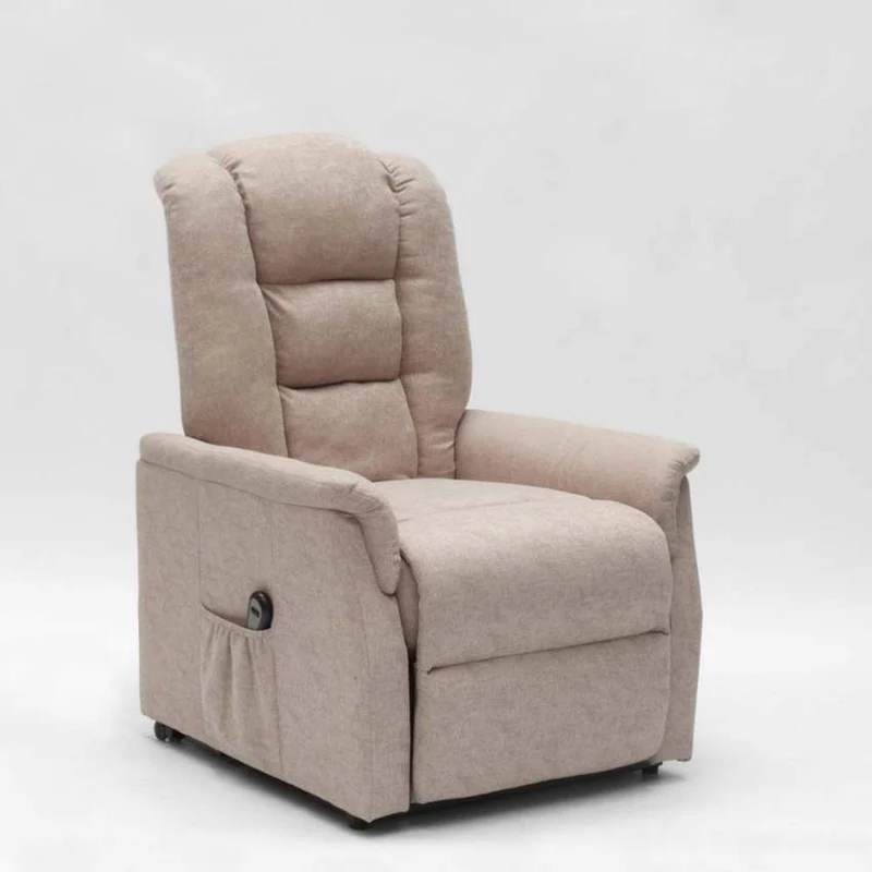 Poltrona Alzapersona Elettrica 1 Motore 80x86x107 cm in Tessuto Beige