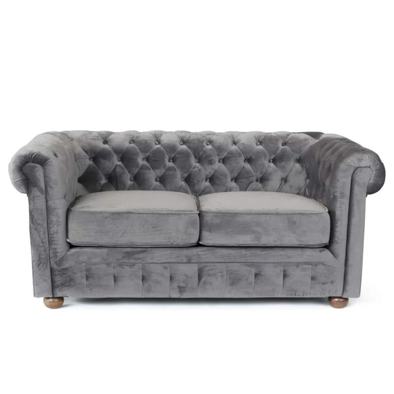 Divano 2 Posti 170x81x77 cm in Tessuto Grigio