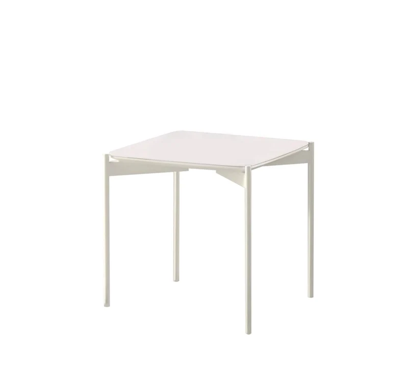 Tavolino 45x45xH45 cm in Ceramica e Metallo Ivy Bianco