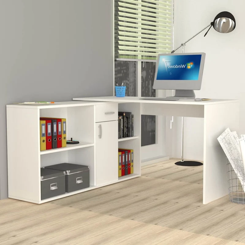 Scrivania angolare 210x60x74 cm Alis bianco reversibile