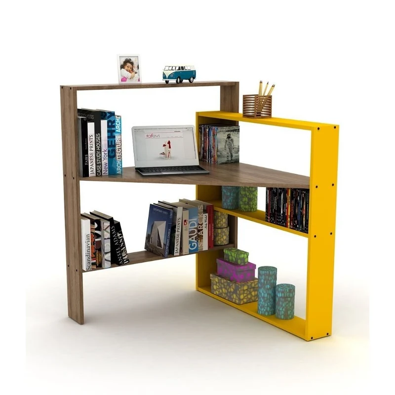 Scrivania angolare 94x94x114 cm Pisagor noce giallo