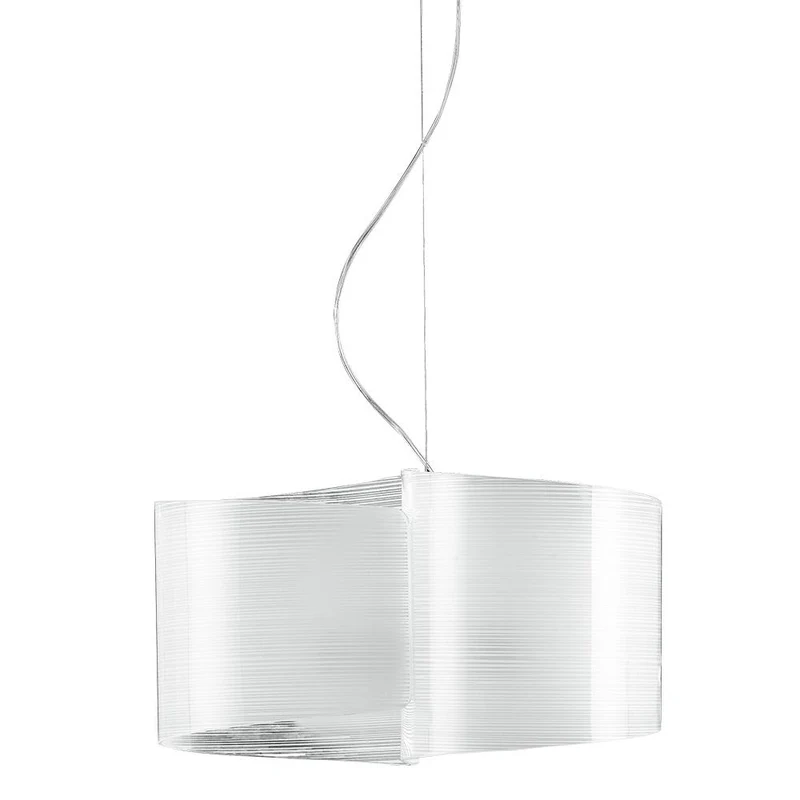 Lampadario a Sospensione Vetro Decoro Linee Interno Moderno E27