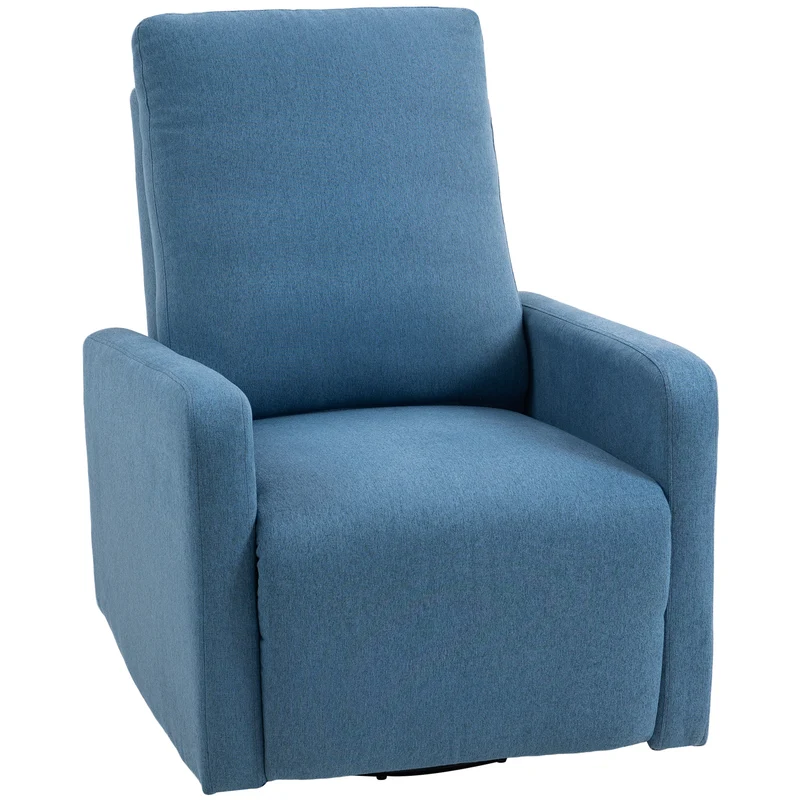 Poltrona Relax Reclinabile Manualmente a 135° Girevole a 360° con Funzione Dondolo Blu