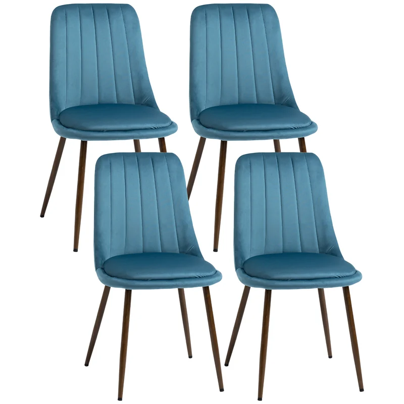 Easycomfort Sedie da Cucina Imbottite, Set 4 Pezzi in Poliestere e Acciaio, 47x55x86 cm, Blu