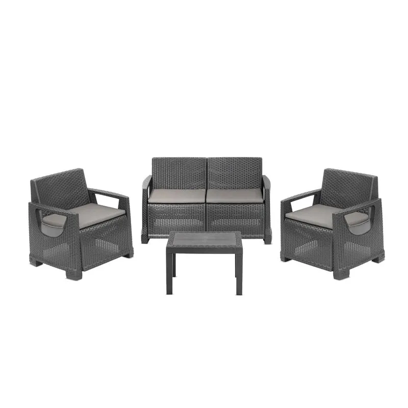 Set Salottino Varenna Rattan Antracite - La Dea Sedia