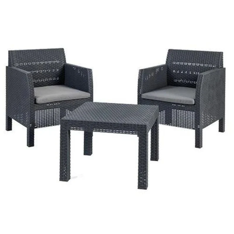 Set Rattan Matilde antracite Tavolo e Poltrone – Arredo Giardino