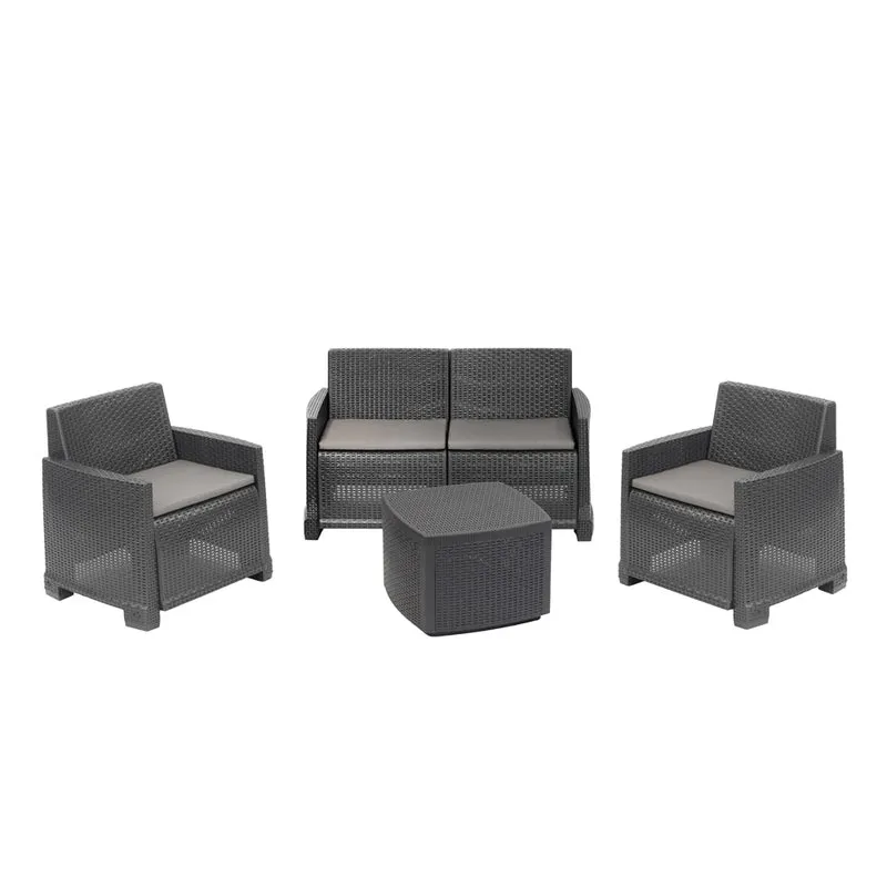 Set salottino Rattan Como Antracite - La Dea Sedia