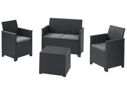 Set da esterno Rattan Keter Emma Lounge 4 pezzi antracite - La Dea Sedia
