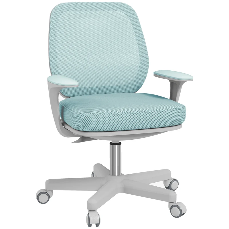 Sedia da Ufficio Ergonomica 55x48x82,5-94,5 cm ad Altezza Regolabile con Schienale in Poliestere Traspirante Verde Chiaro