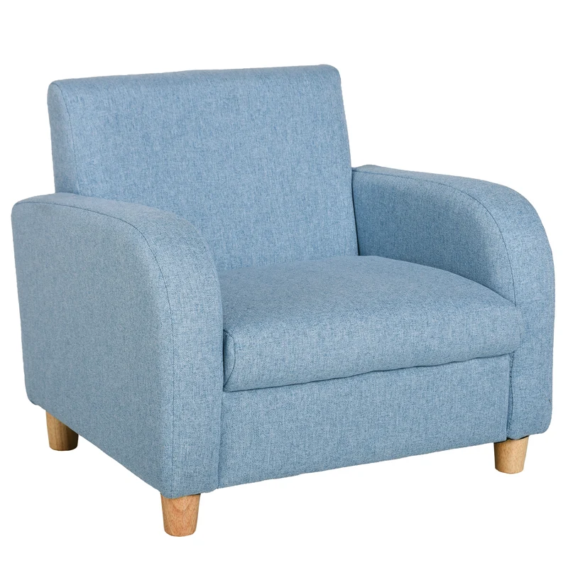 Poltrona per Bambini 49x45x44 cm con Imbottitura in Tessuto Blu