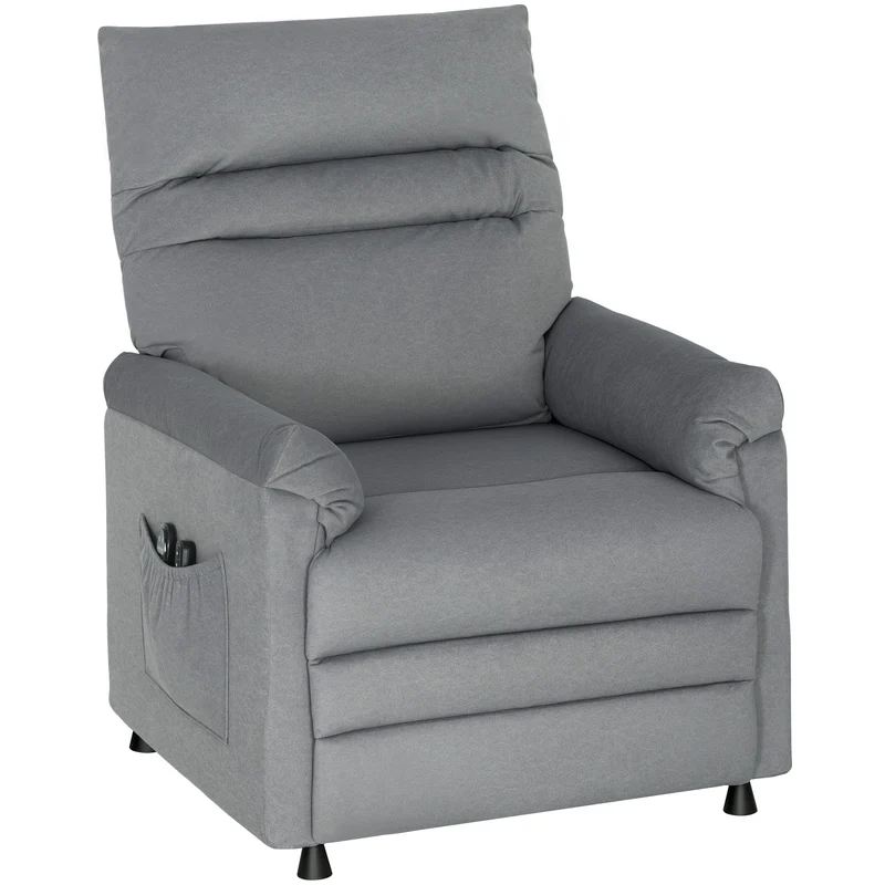 Poltrona Reclinabile con Riscaldamento, 8 Punti Massaggio e 5 Modalità 82x99x106 cm in Tessuto Effetto Velluto Grigio