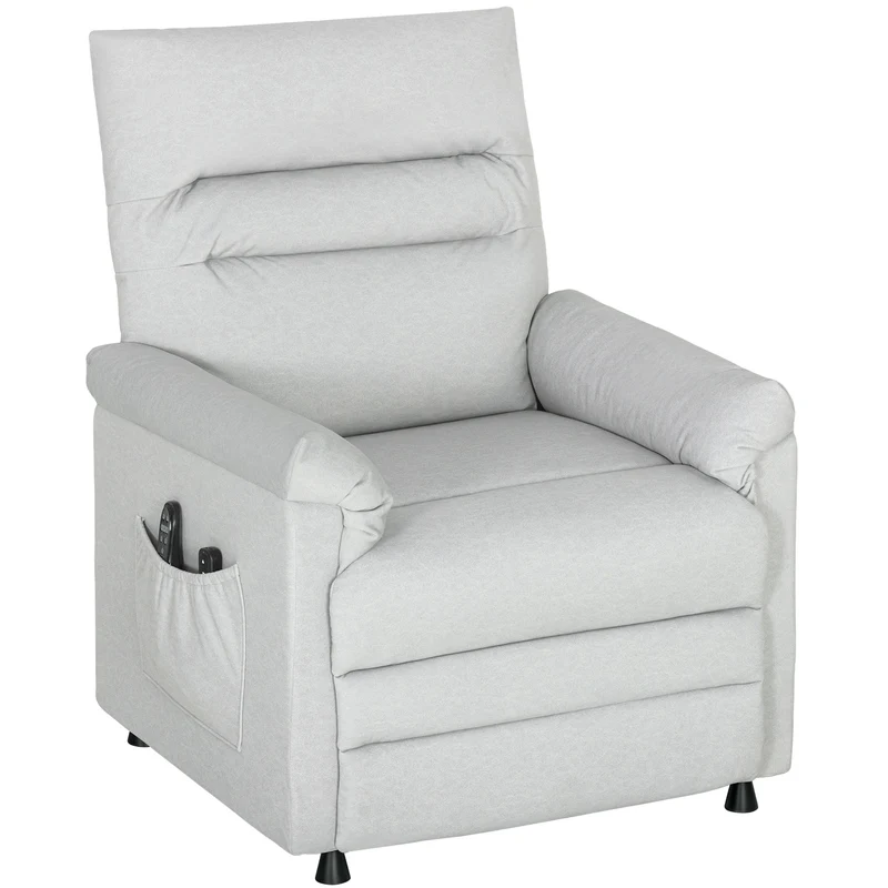 Poltrona Reclinabile con Riscaldamento, 8 Punti Massaggio e 5 Modalità 82x99x106 cm in Tessuto Effetto Velluto Grigio Chiaro