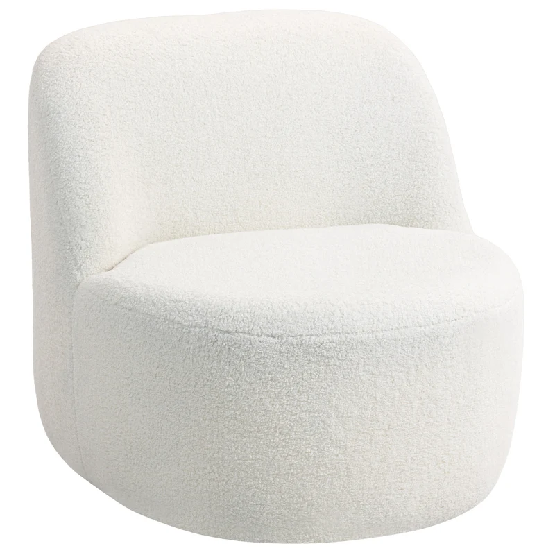Poltrona per Salotto con Schienale Ergonomico 73x82x71 cm in Tessuto Sherpa Bianco Crema