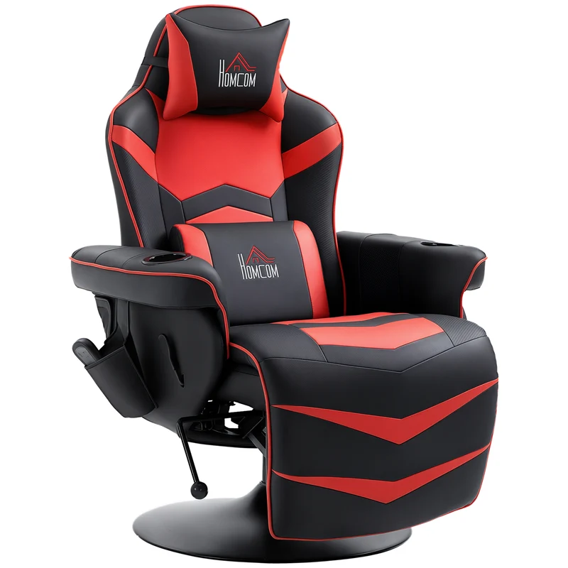 Sedia da Gaming Massaggiante con Poggiapiedi e Cuscino 79,5x82,5x111,5 cm in Pelle PU Nero
