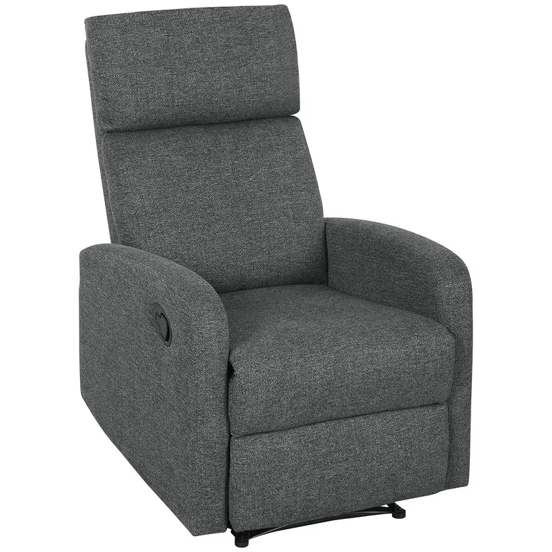 Poltrona Relax con Reclinazione Manuale 145° 69x91x101 cm Rivestimento in Ciniglia Grigio