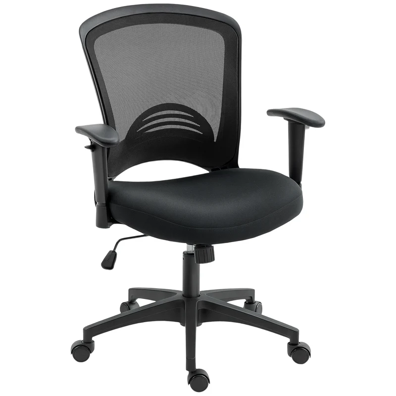 Sedia da Ufficio Traspirante e Reclinabile 65x59x92,5-102,5 cm in Tessuto a Rete Nero
