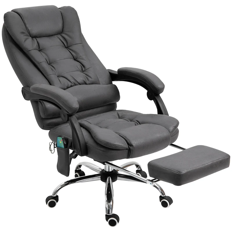 Easycomfort Poltrona da Ufficio Massaggiante e Reclinabile con Riscaldamento e Altezza Regolabile, Grigio