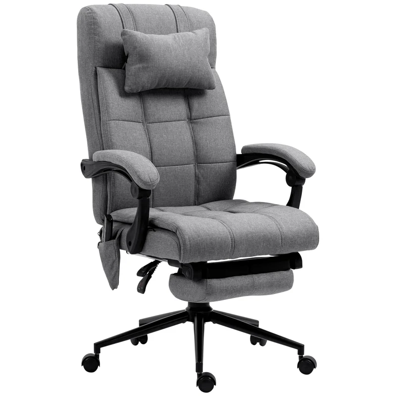 Easycomfort Sedia da Ufficio Reclinabile e Riscaldante con 6 Punti Massaggio e 5 Modalità, Grigio