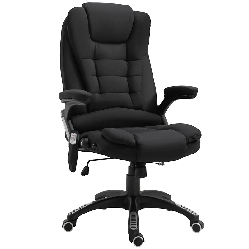 Easycomfort Poltrona Massaggiante da Ufficio e Casa con Altezza Regolabile e 6 Punti di Massaggio, 67x74x107-116 cm, Nera