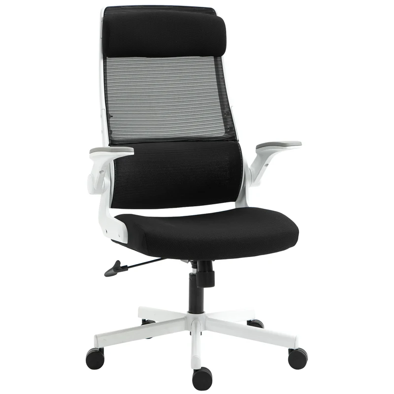 EasyComfort Sedia da Ufficio Reclinabile ad Altezza Regolabile con Braccioli Ribaltabili, 77x75x115-125 cm