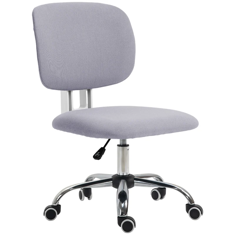 Easycomfort Sedia da Ufficio ad Altezza Regolabile in Tessuto Effetto Lino con Schienale Ricurvo, 48x53x80-90 cm, Grigio
