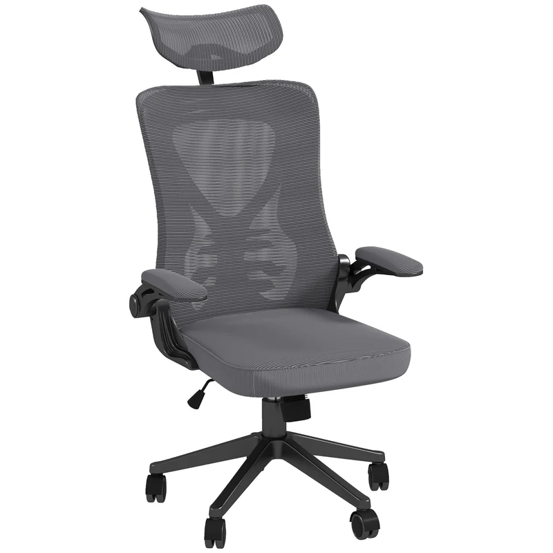 Easycomfort Sedia da Ufficio ad Altezza Regolabile con Poggiatesta, Supporto Lombare e Braccioli, 65x64x120-130 cm