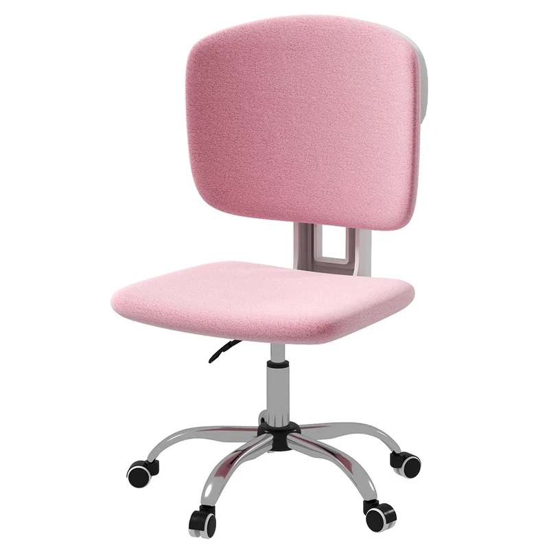 Easycomfort Sedia Ergonomica ad Altezza Regolabile in Tessuto Effetto Lino con Schienale Ricurvo, 48x53x80-90 cm, Rosa