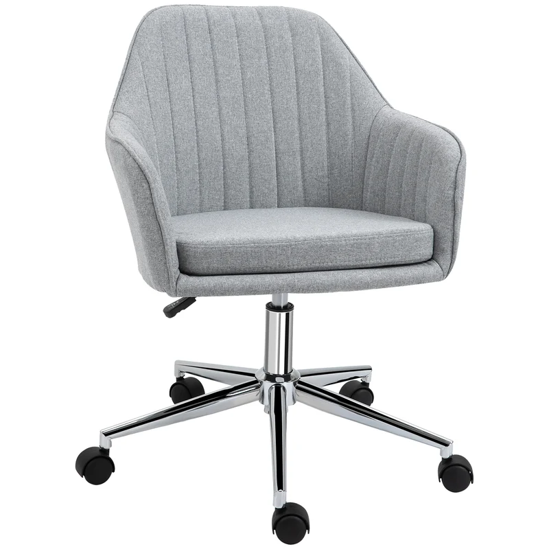 Easycomfort Sedia da Ufficio in Tessuto con Seduta Girevole e Altezza Regolabile, Grigio Chiaro