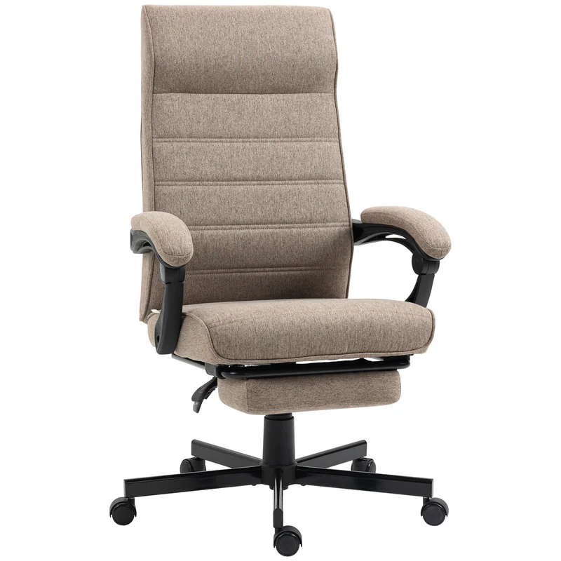 Easycomfort Sedia da Ufficio con Altezza Regolabile, Poggiapiedi Incluso e Seduta Imbottita, 68x67x106-114 cm, Marrone