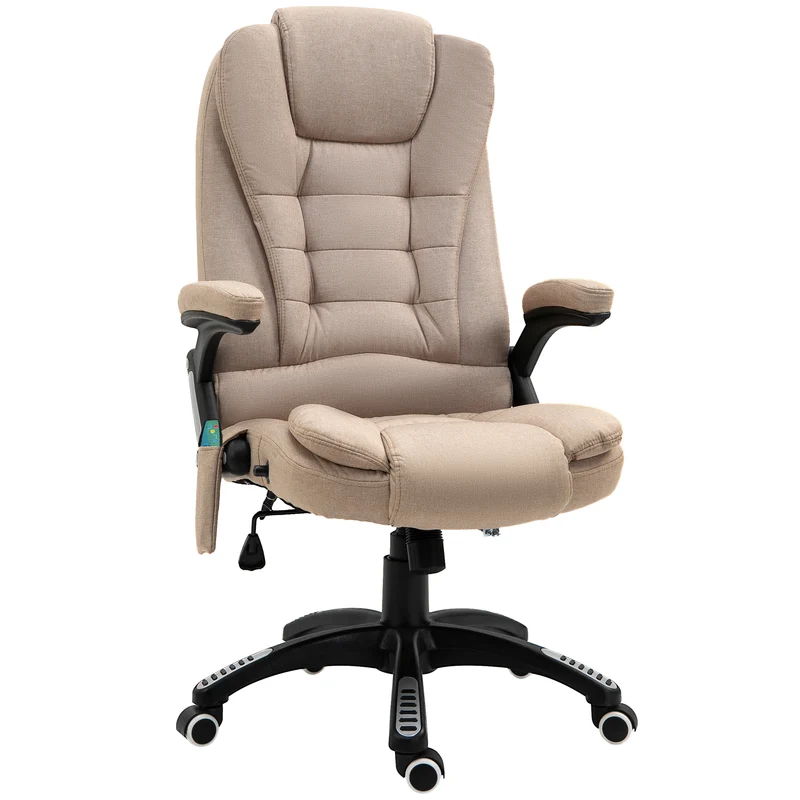 Easycomfort Poltrona da Ufficio Massaggiante con Altezza Regolabile, 6 Punti di Massaggio e Riscaldamento, Beige