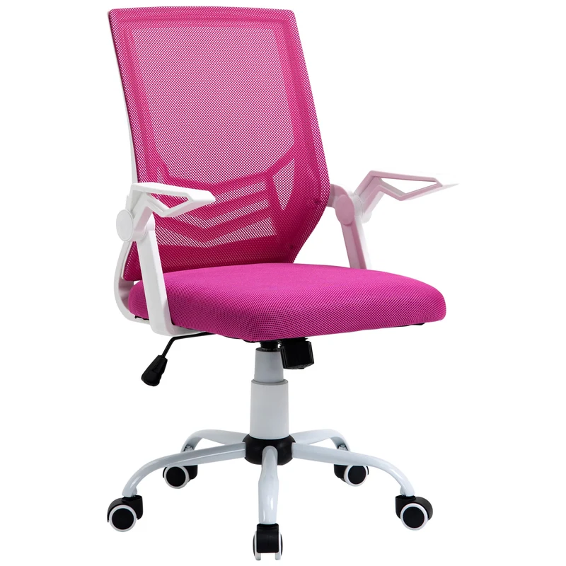 Easycomfort Sedia da Ufficio Ergonomica con Braccioli e Supporto Lombare, Poltrona Ufficio Girevole e Altezza Regolabile in Tessuto Rosa