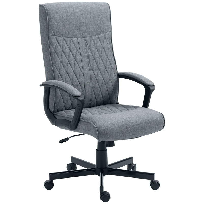 Easycomfort Sedia da Ufficio Girevole con Funzione Dondolo e Altezza Regolabile, 65x72x102-112.5cm, Grigio